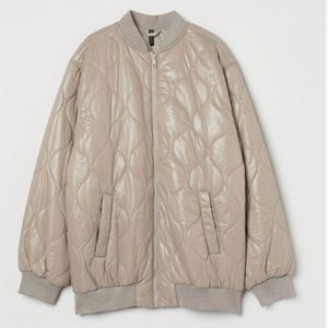 H&M Beige Oversized Quilted Puffer Jacket  M L NWT